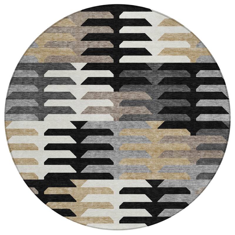 Machine Washable Indoor/ Outdoor Modern Stacks Chantille Rug