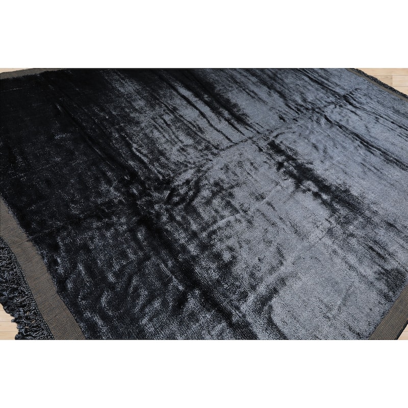 9'9''x12'8'' Hand knotted Bamboo Silk Slate Tibetan Modern & Contemporary Rug - 9' 9'' x 12' 8''