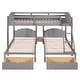 preview thumbnail 27 of 31, Velvet Triple Bunk Bed, Full Over Twin & Twin Wood Triple Bunk Beds with 2 Storage Drawers, Stairs, Sturdy Guardrails for 3 Kids