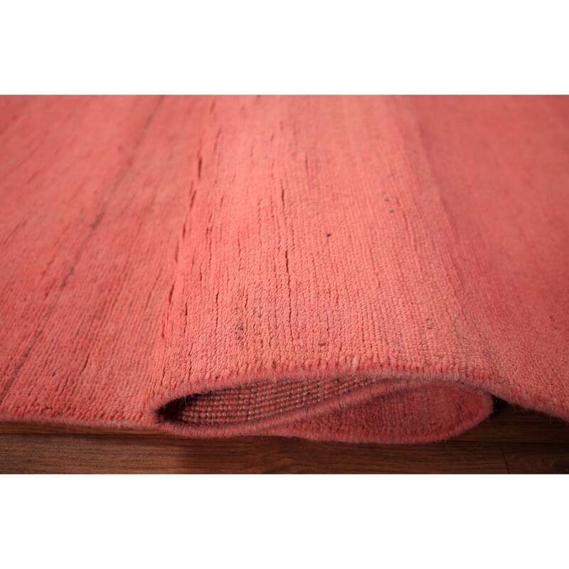 Pink Modern Gabbeh Oriental Area Rug Handmade Solid Wool Carpet - 3'11" x 6'7"