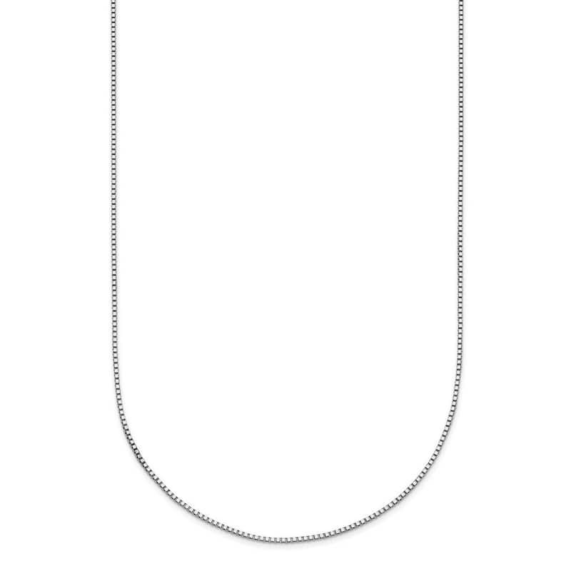 Curata Italian 14k White Gold 0.7mm Box Chain Necklace For Women (Spring Ring)