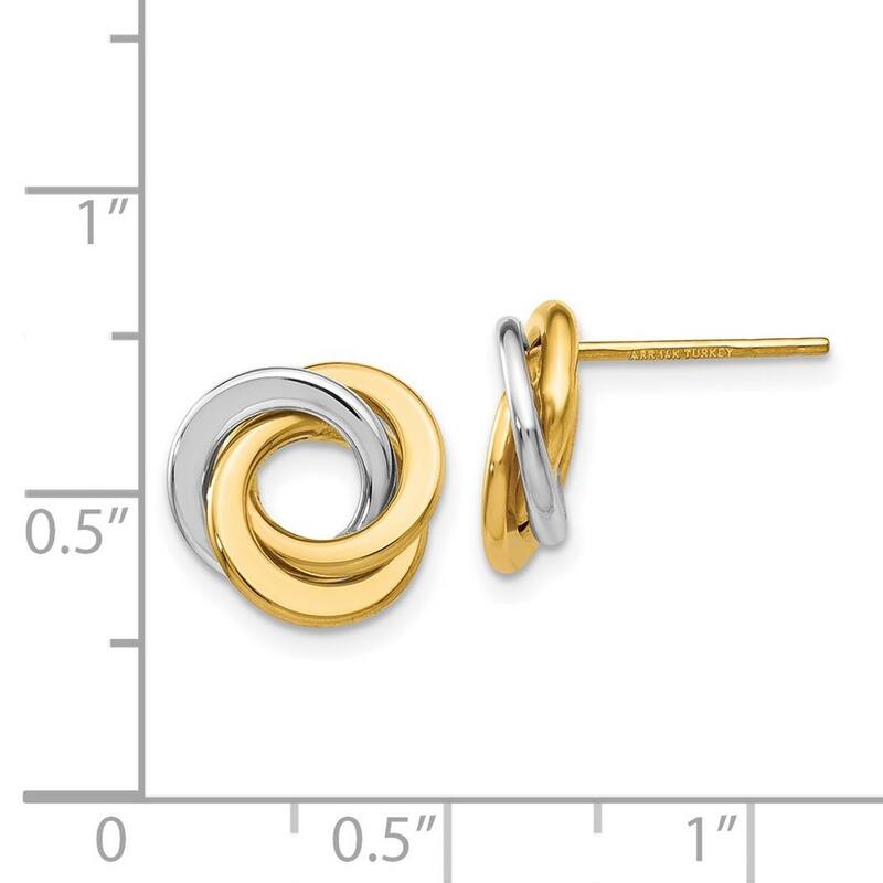 Curata 14k Two Tone Gold 11mm Polished Intertwined Circles Post Earrings