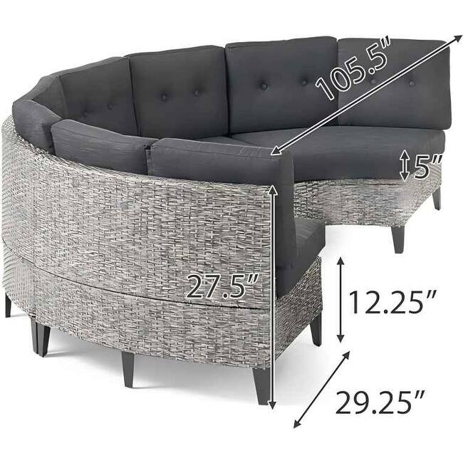 4-Piece Outdoor Patio Sectional Sofa Set with Water-Resistant Cushions - Modular Curved Seating for Backyard, Garden, or Deck