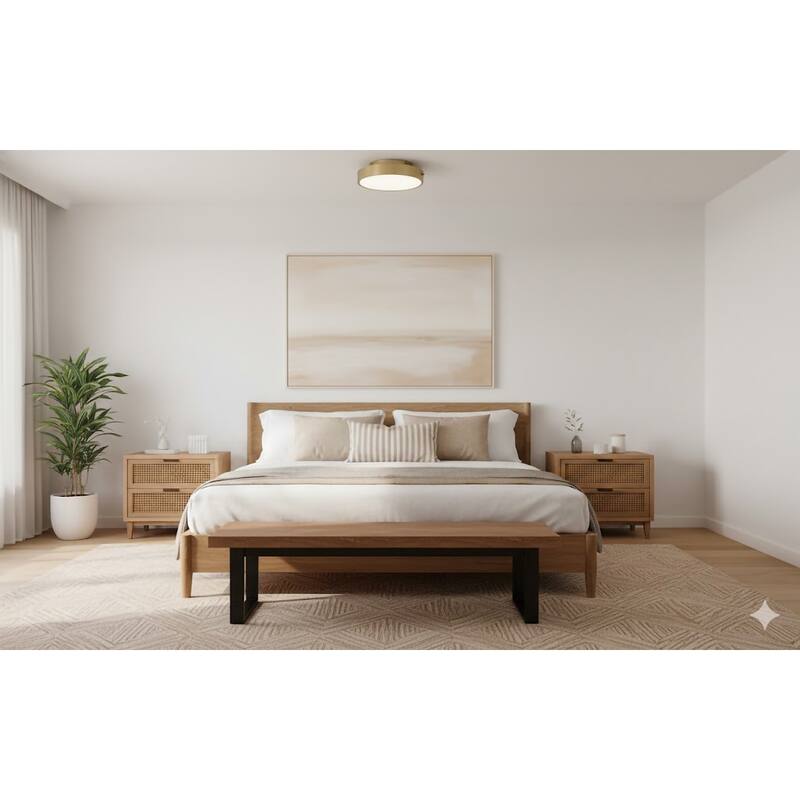 1-Light Brass LED Flush Mount With A Clear Acrylic Beaded Diffuser