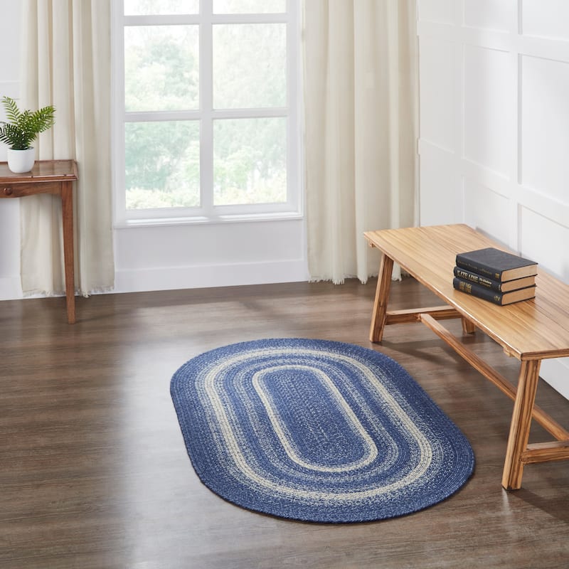Great Falls Blue Jute Rug Oval w/ Pad 36x60 - 3'6"