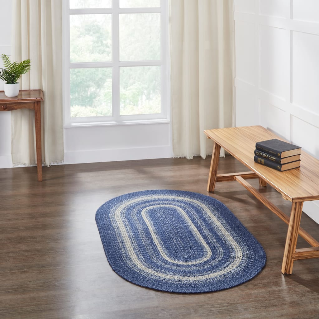 Great Falls Blue Jute Rug Oval w/ Pad 36x60 - 3'6"