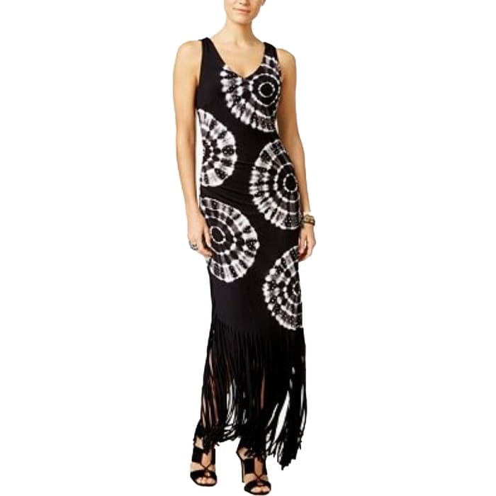 tie dye fringe dress