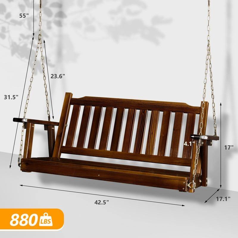 2.2ft white with cup holder and 5mm chain, regular single wooden swing 440lbs