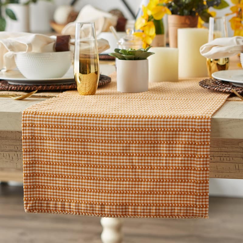 DII Pumpkin Spice Farmhouse Gingham Table Runner