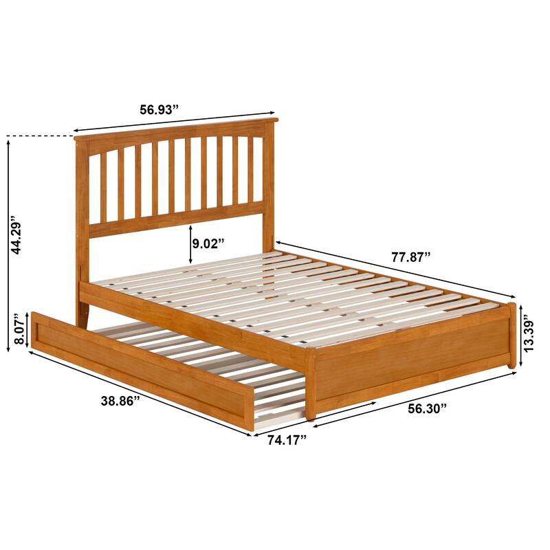 Everett Platform Bed with Panel Footboard and Twin Trundle