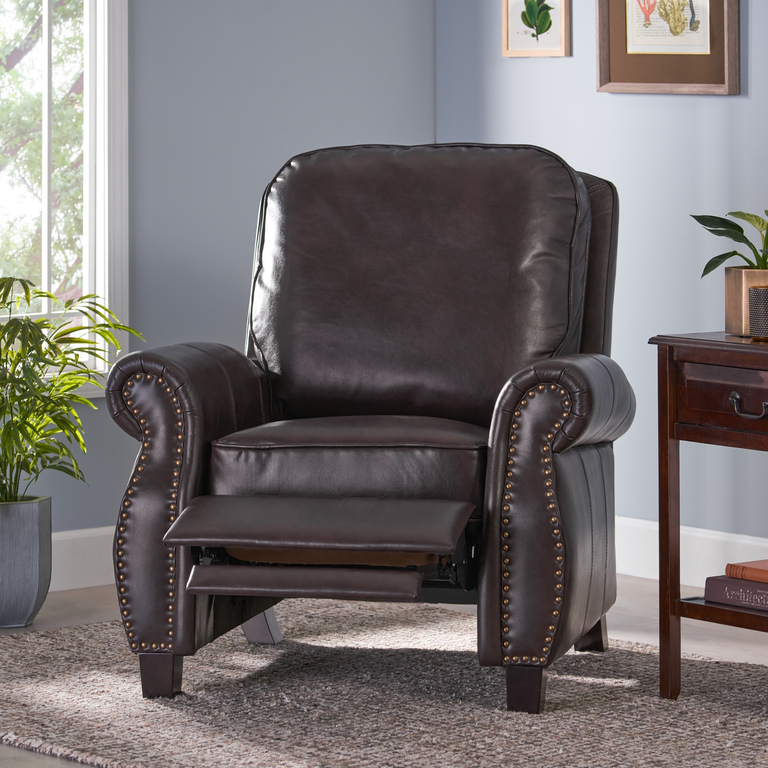 Neville 2-Tone PU Push Back Recliner by Christopher Knight Home