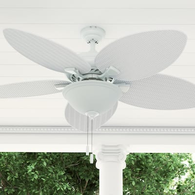 52" Prominence Home Palm Valley Tropical LED Ceiling Fan, White