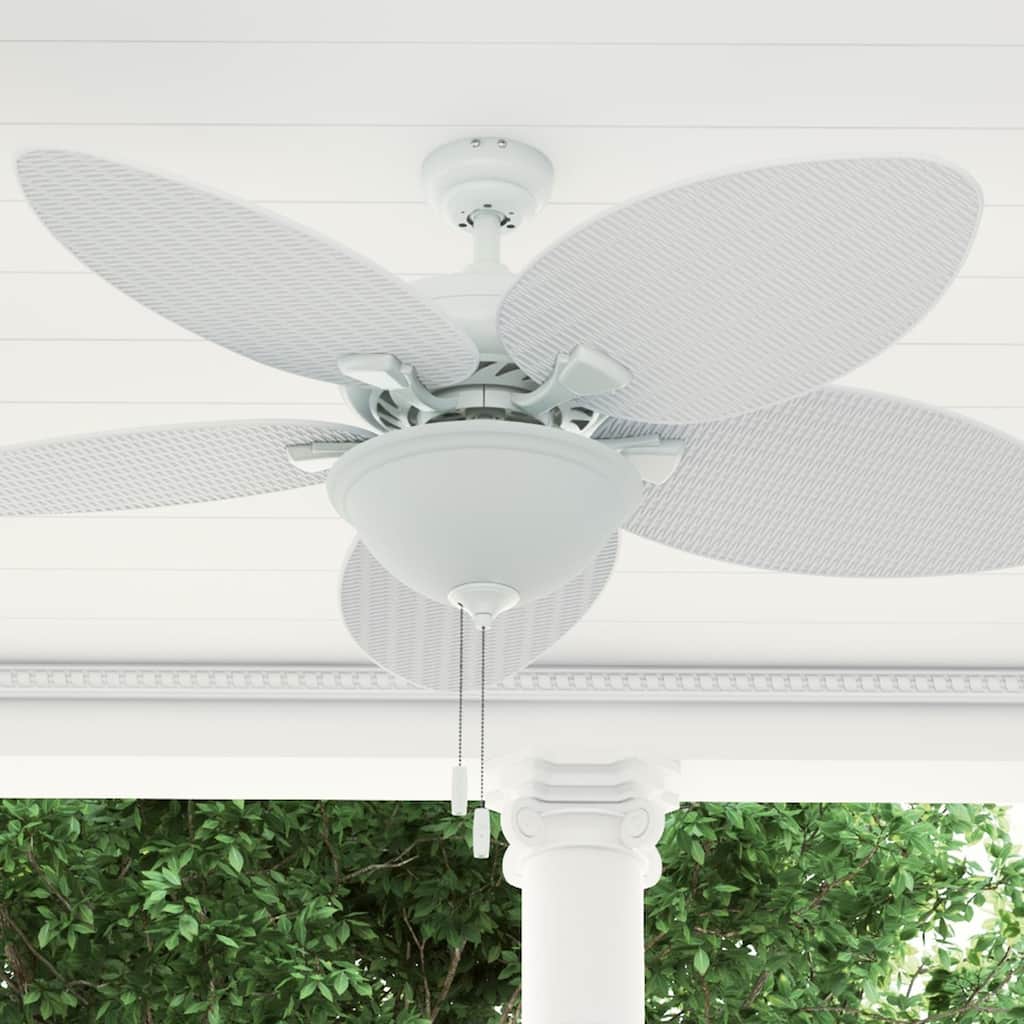 52" Prominence Home Palm Valley Tropical LED Ceiling Fan, White