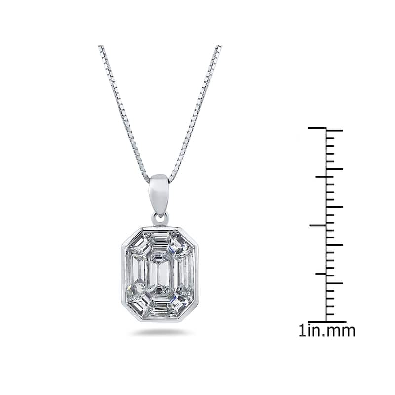 Auriya 14k Gold 1 1/4ctw Emerald-cut Diamond Station Necklace (G-H, VS1-VS2)