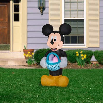 Gemmy Airblown Inflatable Mickey Mouse with Easter Basket, 3.5 ft Tall