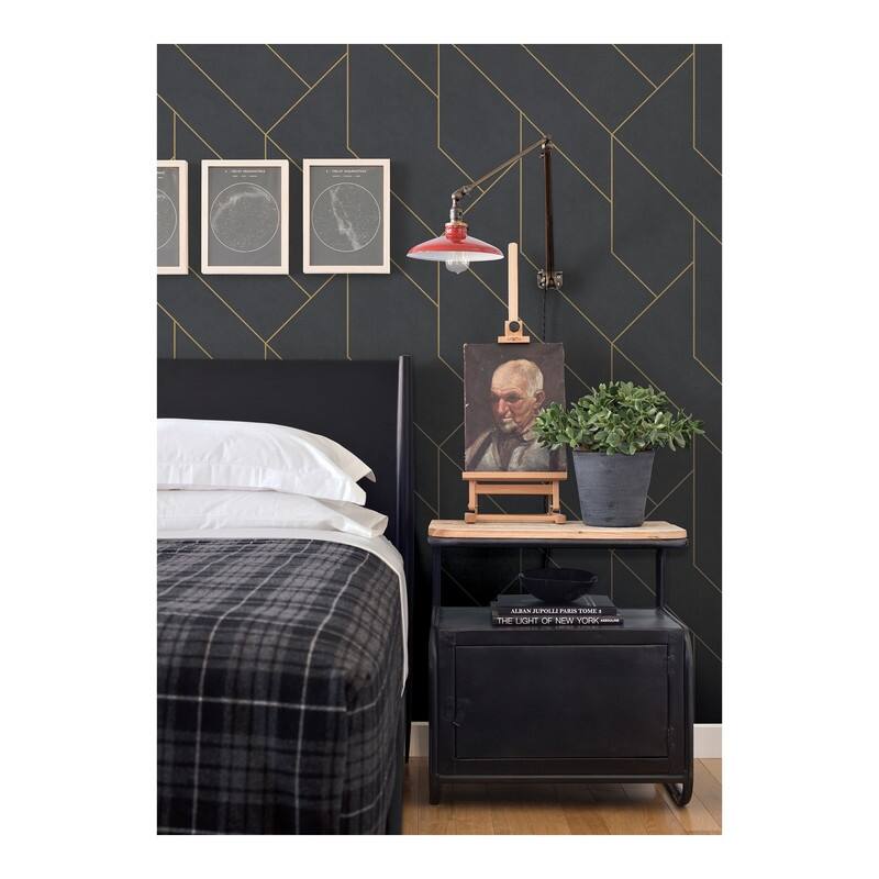 Advantage Pollock Black Gilded Geometric Wallpaper - 21 x 396 x 0.025