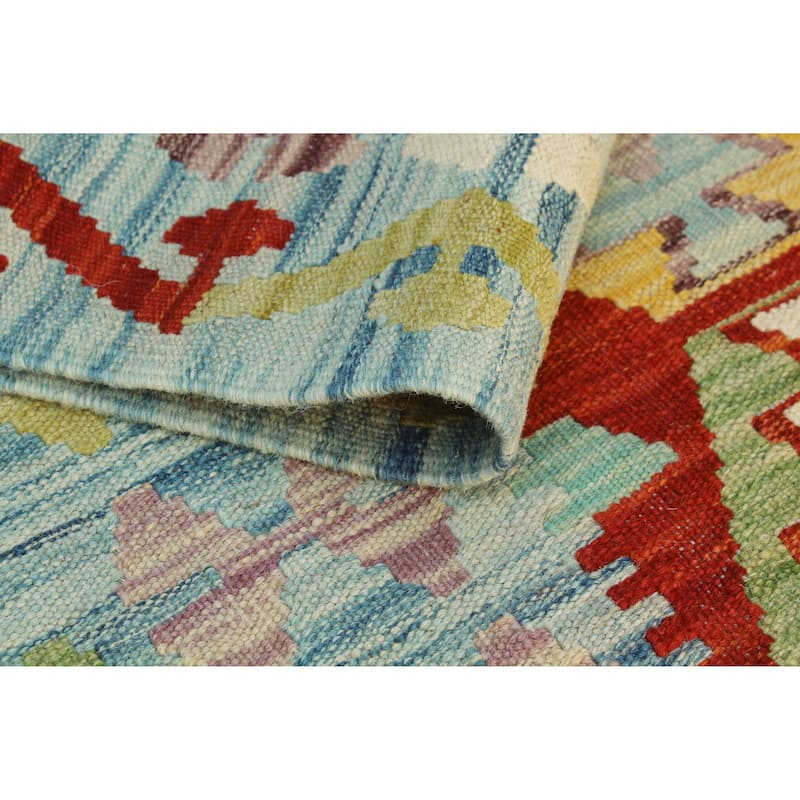 Flatweave Mohigul Red/Blue Rug - 3'3" x 5'0"