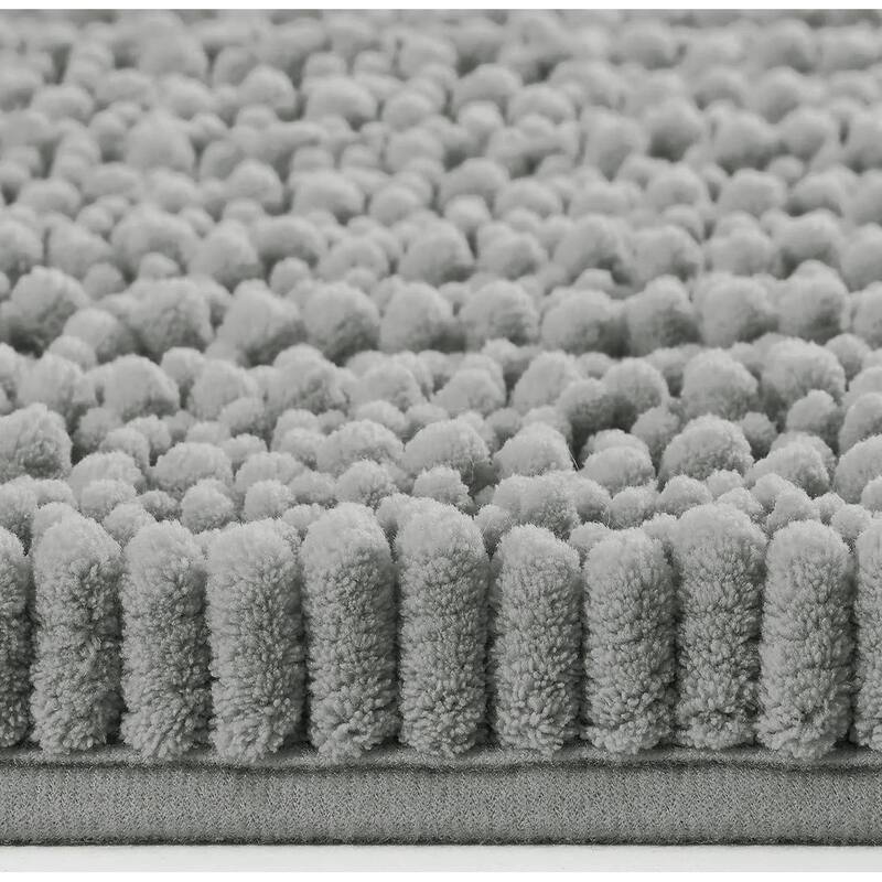 Large 2 Piece Set Light Grey Soft Cozy Plush Chenille Bath Mat Bathroom Rug