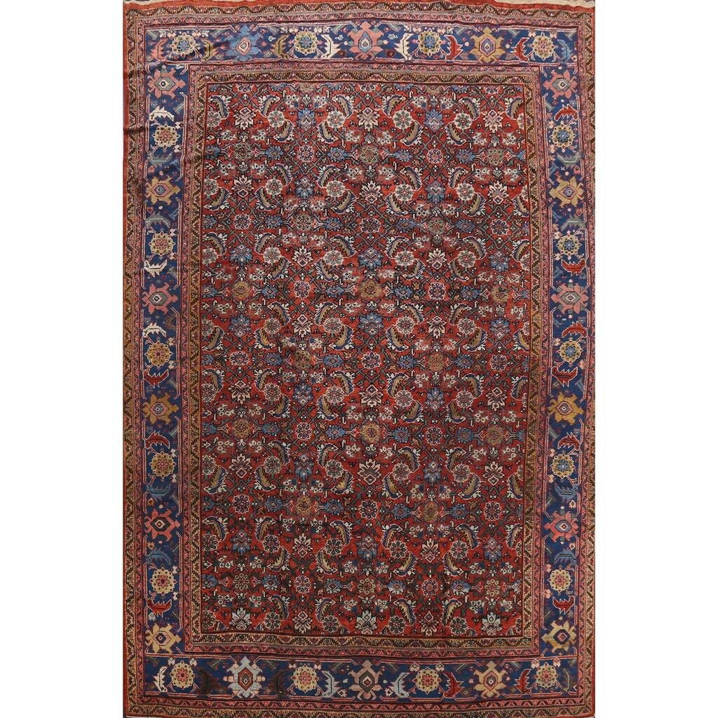 Pre-1900 Antique Vegetable Dye Sarouk Persian Wool Area Rug Handmade - 8'11" x 11'10"