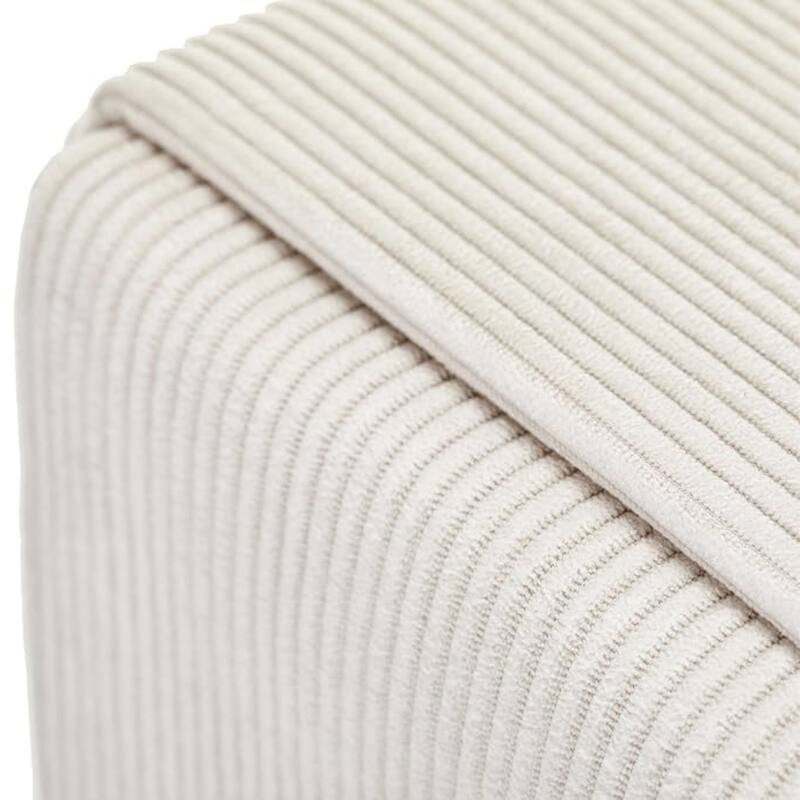 Upholstered Corduroy Square Ottoman Foot Stool Accent for Bedroom