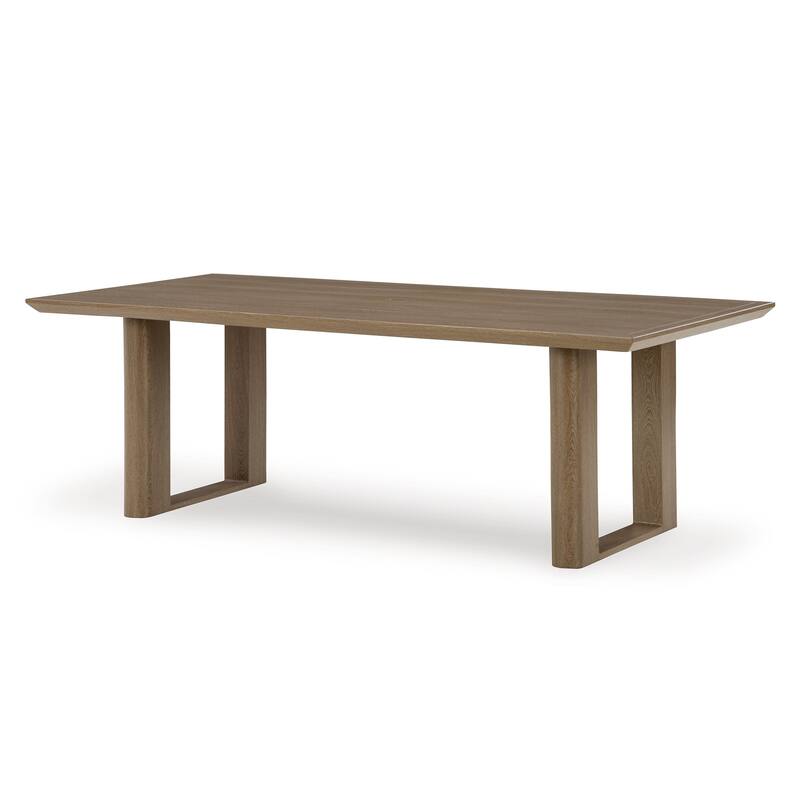 Baily Outdoor Dining Table with Umbrella Hole, 84 Inch Brown Metal