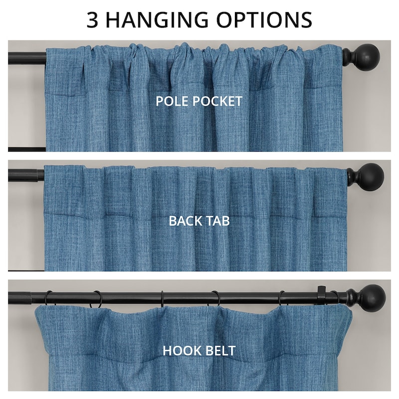 Exclusive Fabrics Textured Faux Linen Room Darkening Curtains for Bedroom & Living Room Curtains (1 Panel)