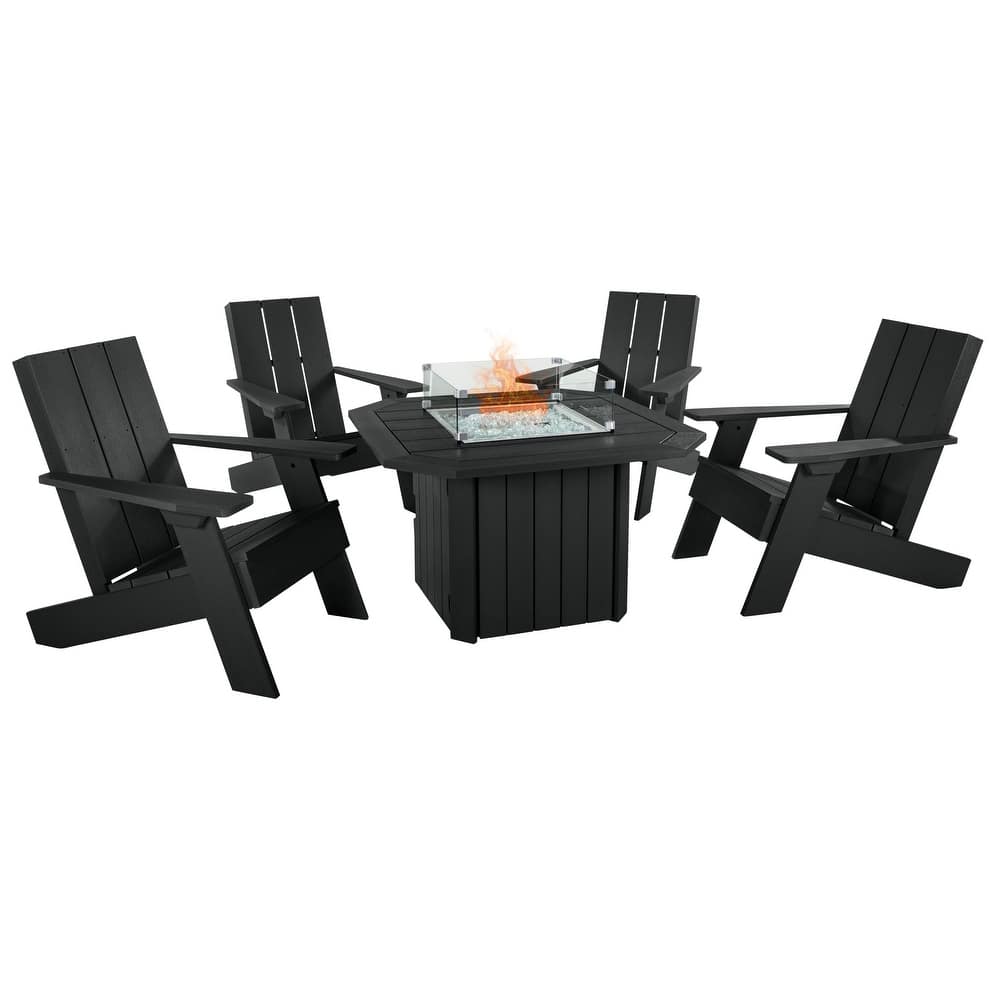 HIGHWOOD Modern Adirondack 5-Piece Fire Pit Conversation Set