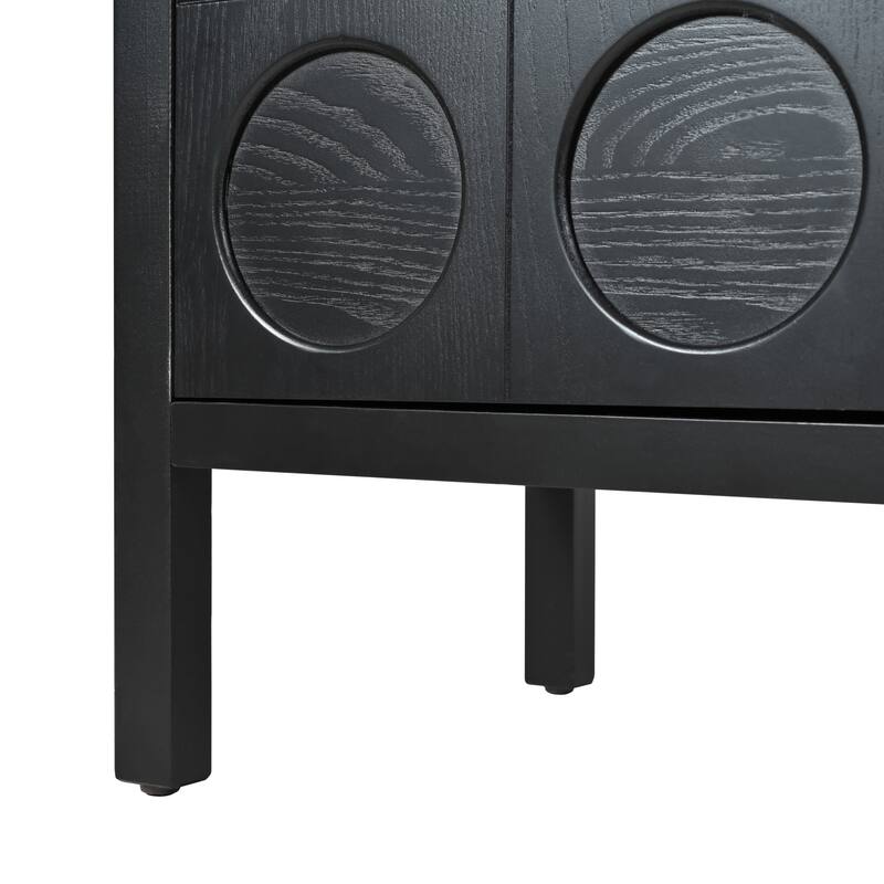 Sideboard Cabinet with Circle Door, Buffet Cabinet with Adjustable Shelves, Storage Cabinet with 5 Supportive Legs