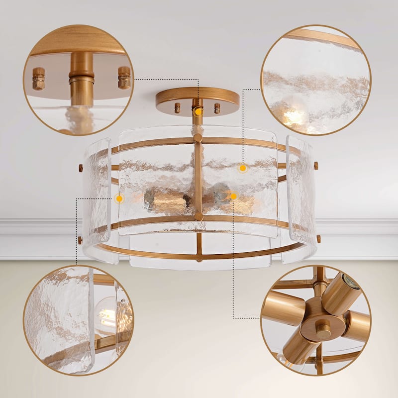 Laia 4-Light Water Textured Glass Drum Flush Mount