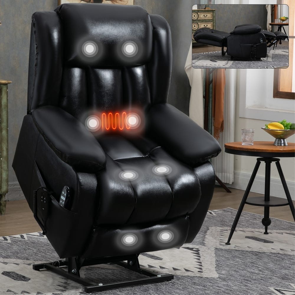 Dual Motor Power Lift Recliner Chair, Heat Massage, Remote Control