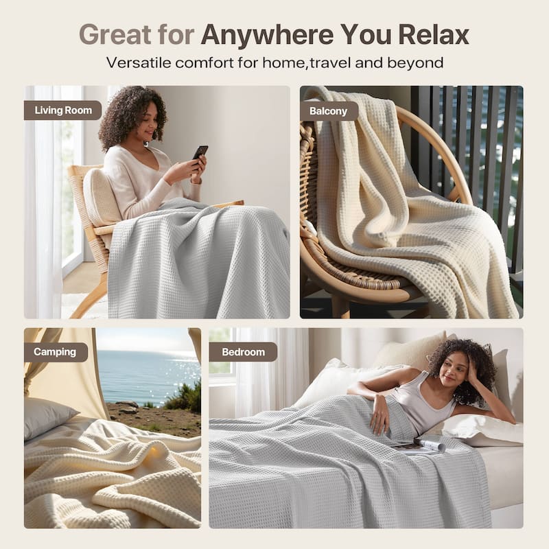 Madison Park Waffle Weave Cotton Blanket