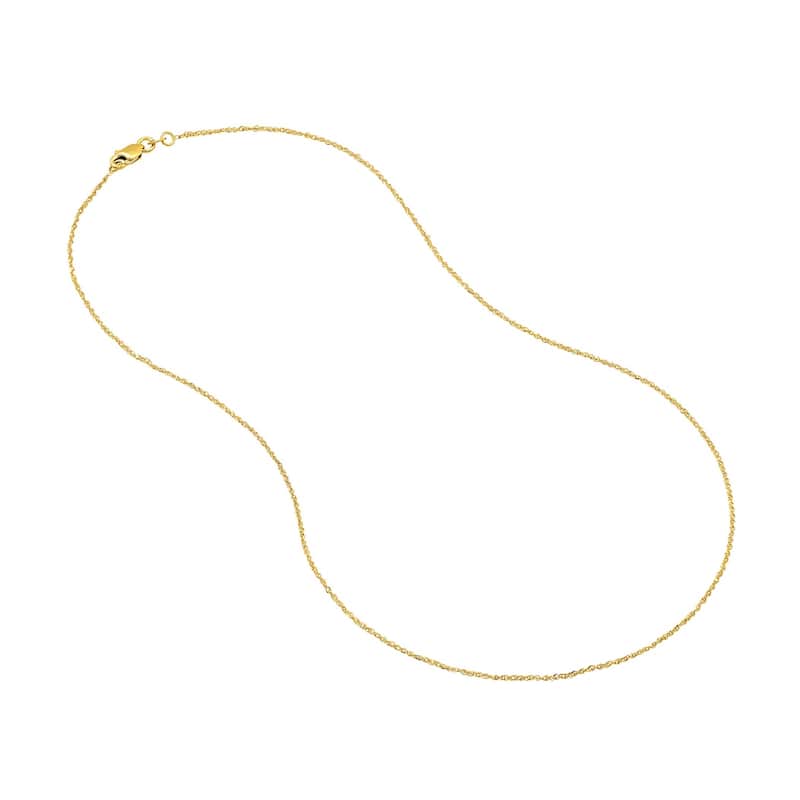 Curata 14k Yellow Gold 0.85mm Diamond Singapore Chain Necklace (Lobster)