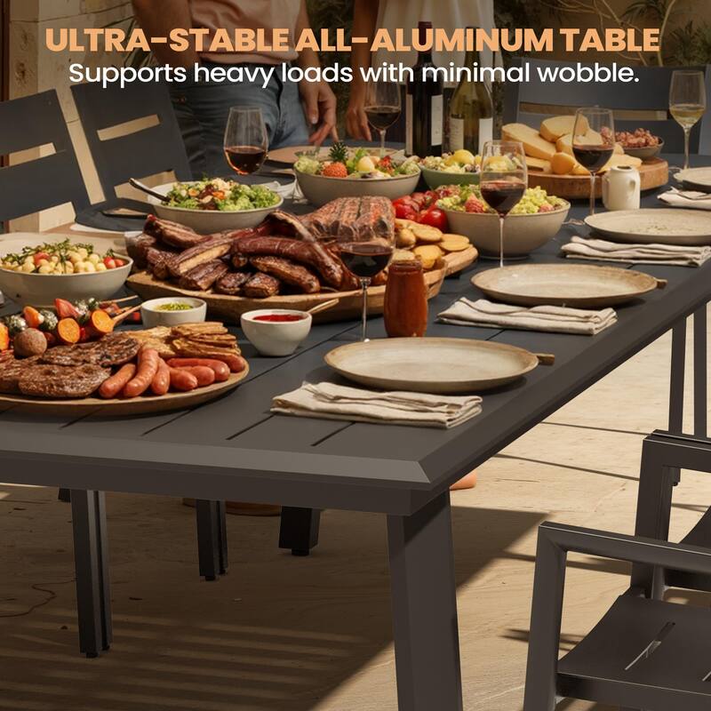 9/11/13-Piece Luxury Outdoor Dining Set All-Weather Aluminum Patio Furniture Foldable Chairs