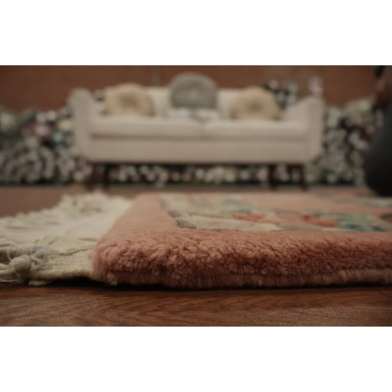 Hand Knotted Oriental 100% Wool Carpet Traditional Floral Oranges & Rust Art Deco Area Rug - 3' 2'' X 2' 0''