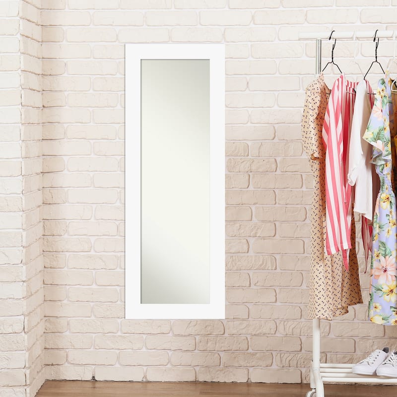 Basic Non-Beveled Wood Framed Full-Length On the Door Mirror - Glass Size 14x48