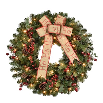 Puleo International 30" Pre-Lit Decorated Wreath