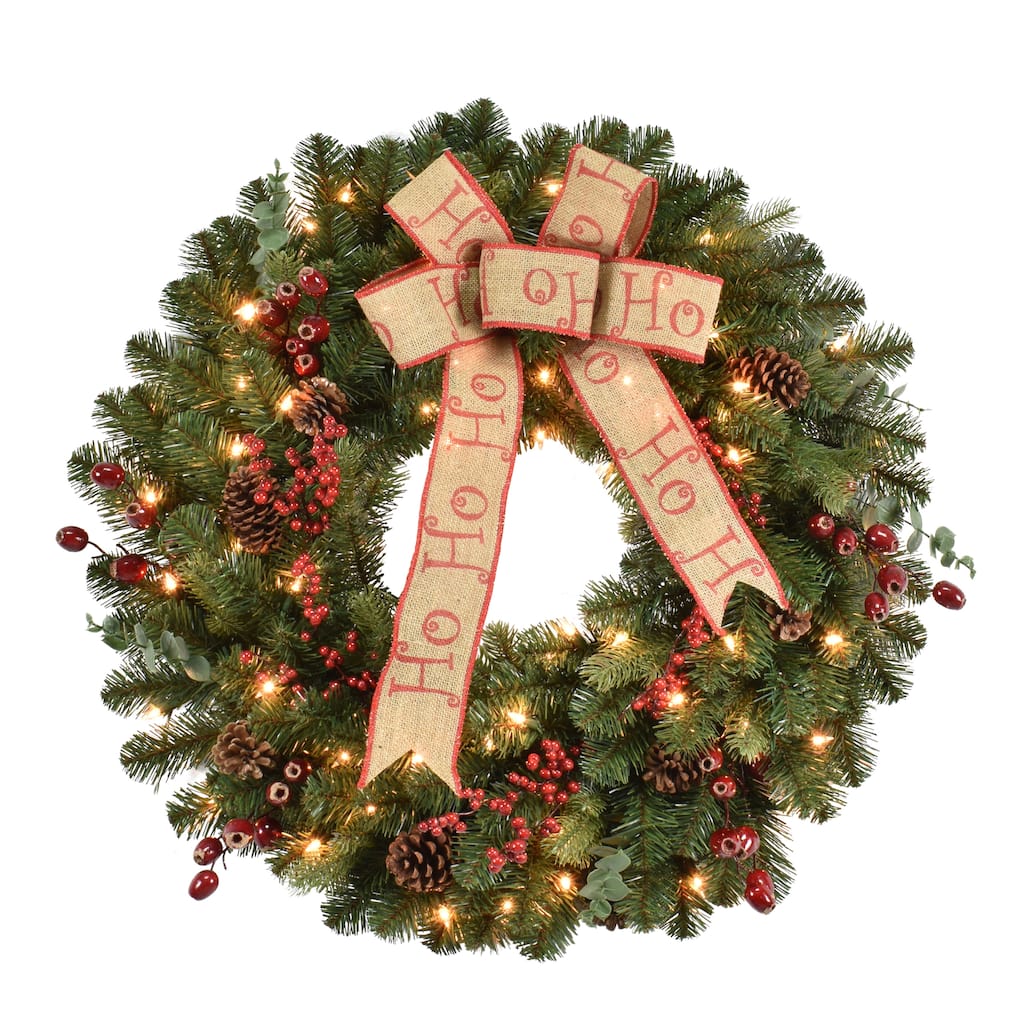Puleo International 30" Pre-Lit Decorated Wreath