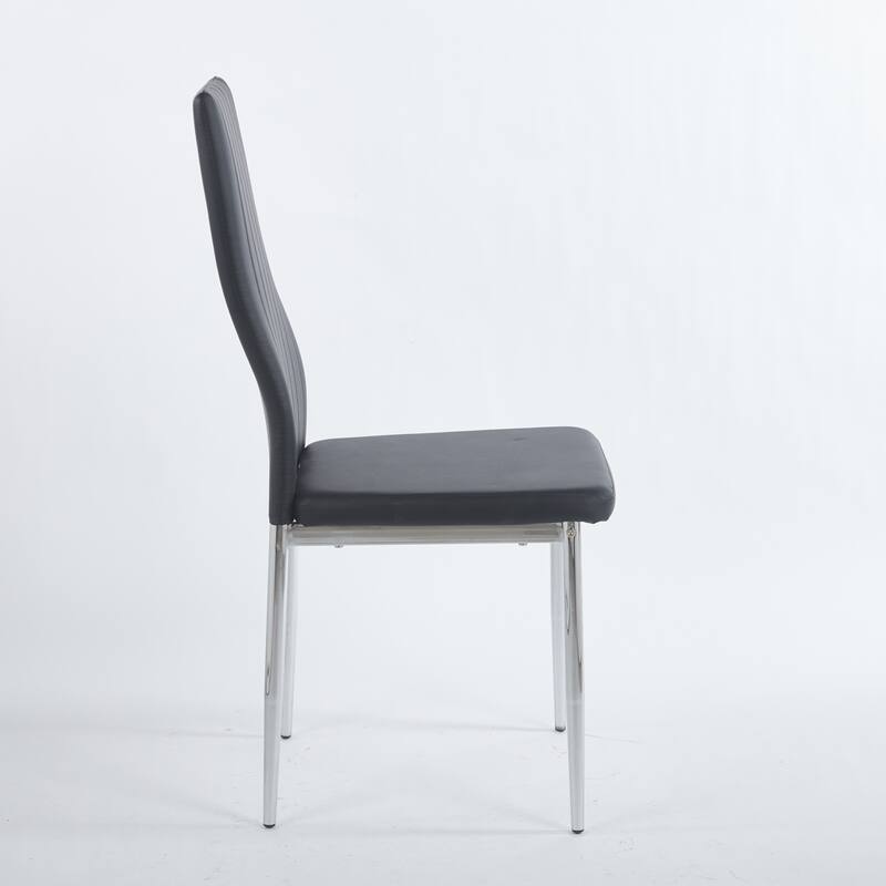 5 Pieces Dining Set, Table Metal Leg Mid-Century Dining Table for 4-6 People with Glass Table Top,Pedestal Dining Table