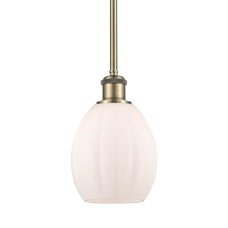 Innovations Lighting 516-1S-10-6 Eaton Pendant Eaton 6" Wide Mini - Matte White / Antique Brass