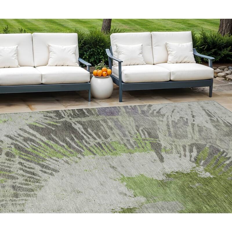 HomeRoots Abstract Transitional Rectangle Outdoor Rug - 9' X 12'