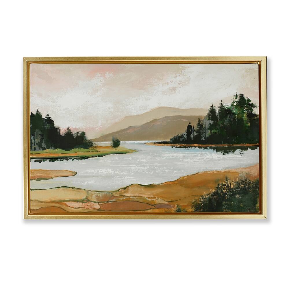 Stupell Relaxing Valley Lake Framed Floater Canvas Wall Art Design By Max Maxx