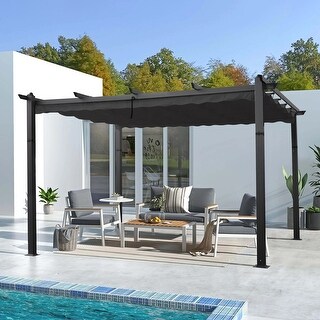 13x10Ft Outdoor Patio Retractable Pergola With Canopy Sun shelter ...