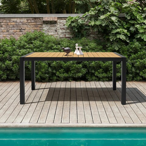 Panama Outdoor Black Aluminum Rectangular Dining Table