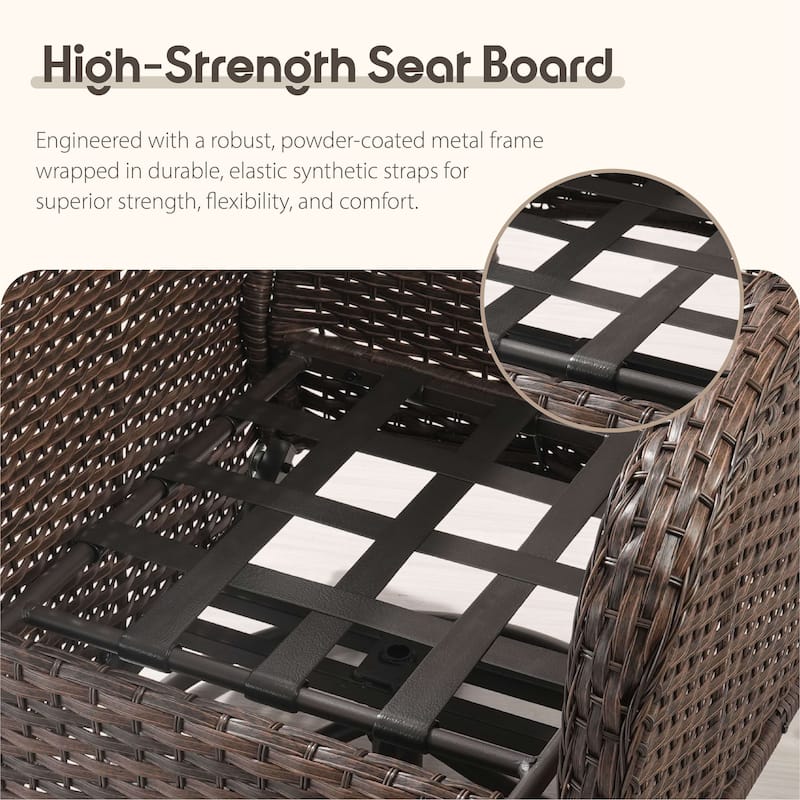 Meyreso 3-Piece Wicker Patio Swivel Glider Chairs with 6-Inch Thick Cushions and Side Table