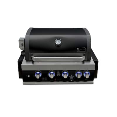 Mont Alpi MABi400 Black Stainless Steel 32-Inch 4-Burner 63000 BTU Built-In Outdoor Kitchen Barbecue Drop-in Grill