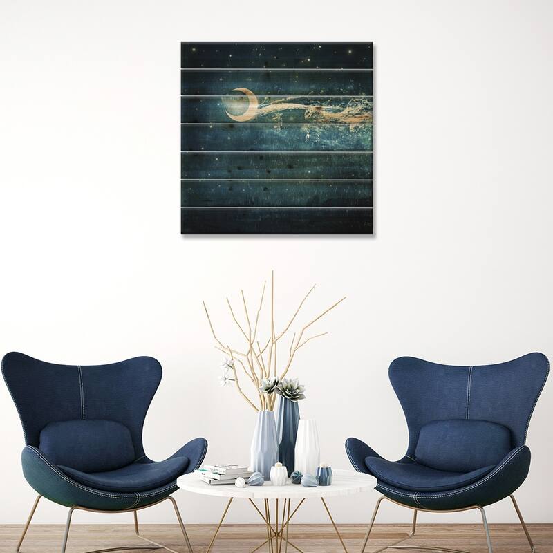 Moonriver Print On Wood by Paula Belle Flores - Multi-Color
