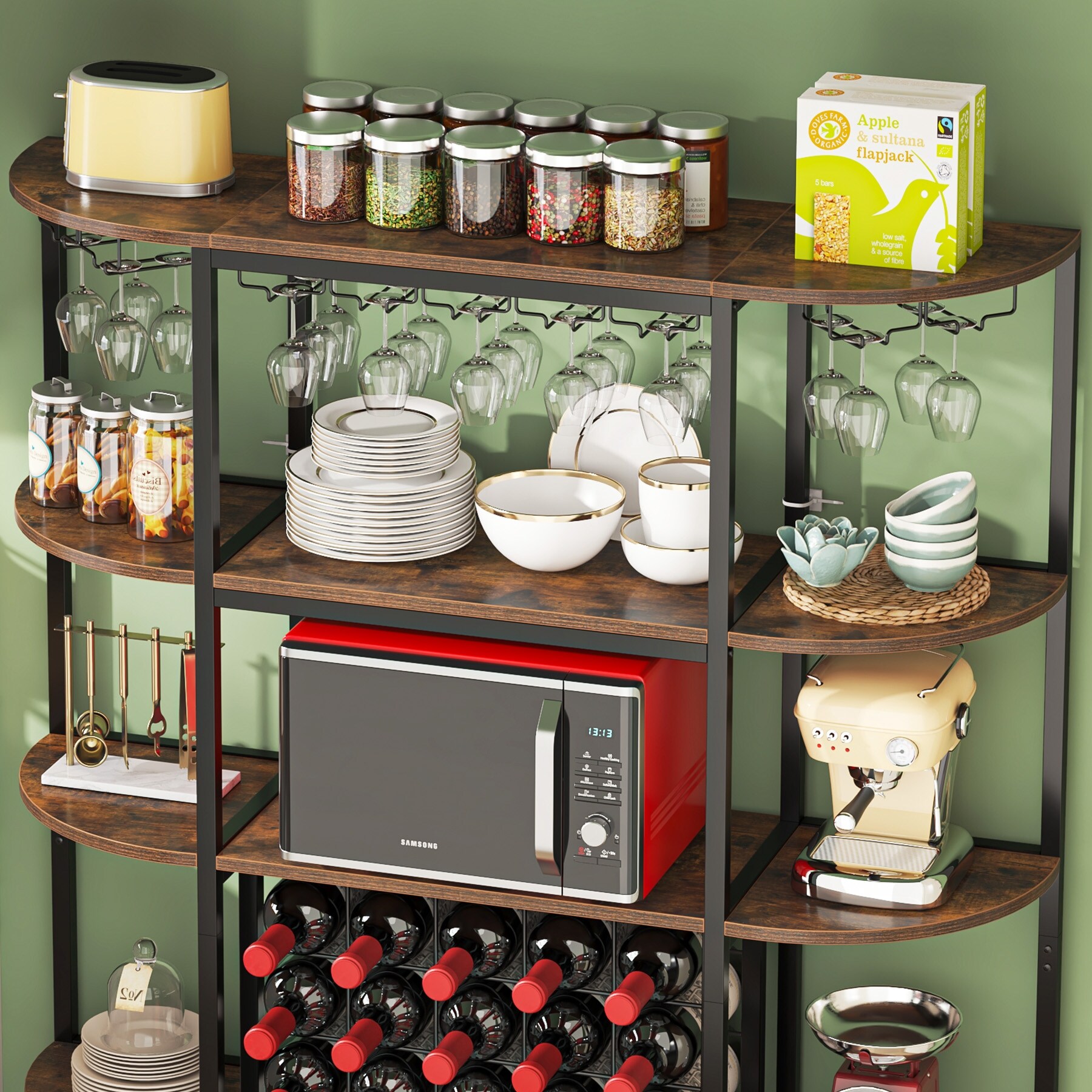 Multi-functional Industrial Wine Bakers Rack,Wine Bar Station for