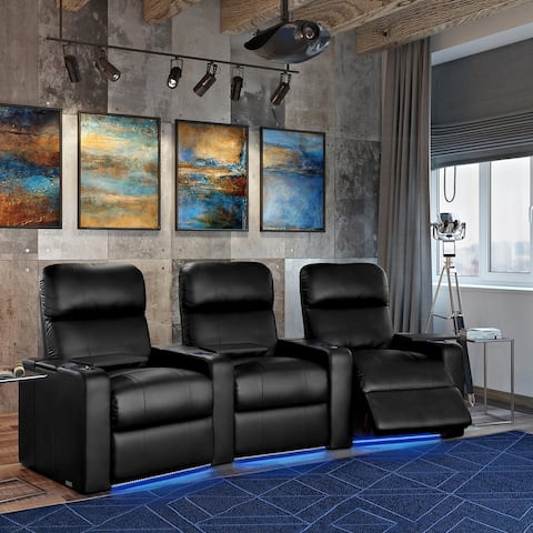 Octane Turbo XL700 Power Leather Home Theater Seating Set (Row of 3)
