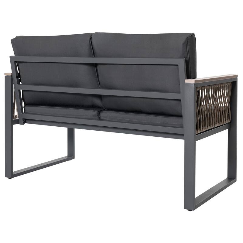 Outdoor 4-Piece Conversation Set with Cushions and Coffee Table