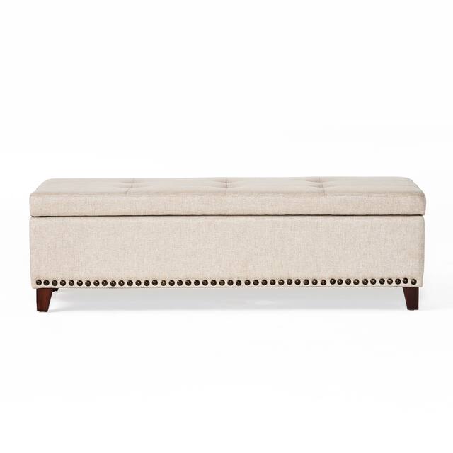Gavin Tufted Fabric Storage Bench by Christopher Knight Home
